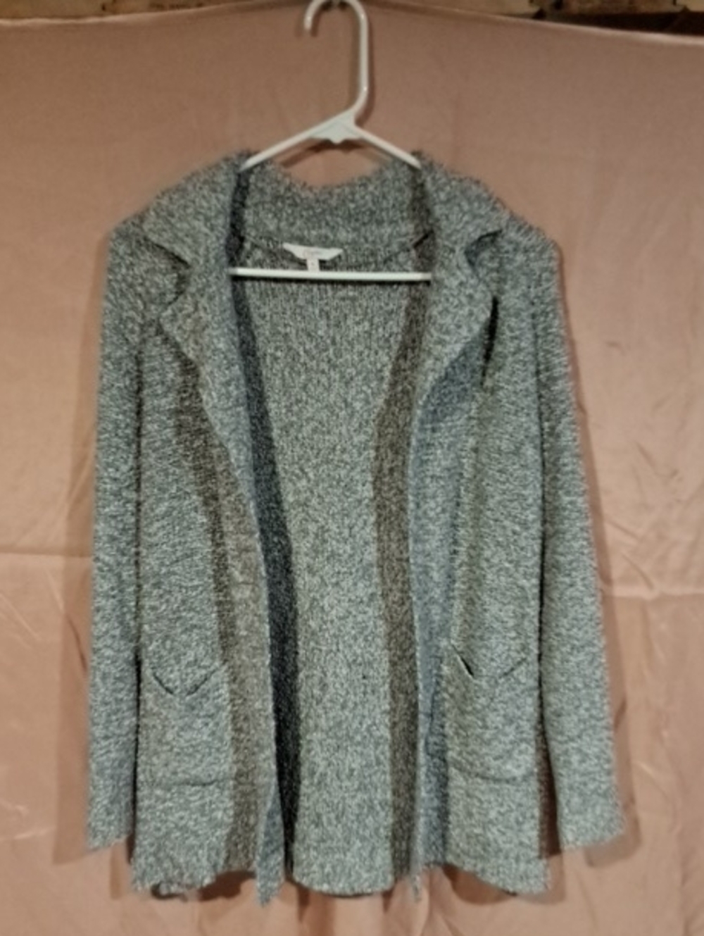 Candie's Gray Heather Open-Front Shawl Collar Cardigan